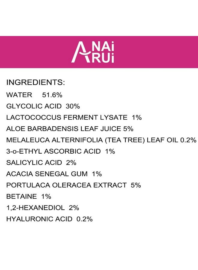 ANAI RUI Aha Bha Face Peel Peeling Solution Glycolic Acid 30% + Salicylic Acid 2% Face Exfoliator Liquid Exfoliant 1 Fl.Oz - Image 3