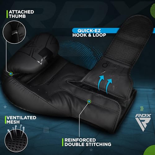 RDX Kids Boxing Gloves Sparring and Muay Thai Maya Hide Leather Kara Patent Pending Junior Training Mitt for Kickboxing Punching Bag Focus Pads MMA Thai Pad Double End Ball Punching Gloves - Image 3