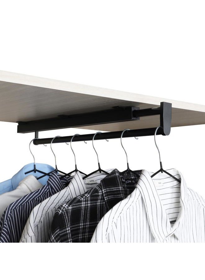BaiNong valet rod closet pull out pants rack for closet black pull out closet rod valet rods for closets 13-3/8 inch pull out telescopic trouser rack shallow cabinet organize pants and clothes - Image 1