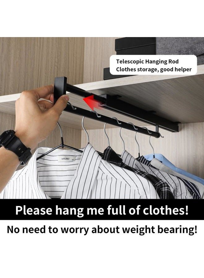 BaiNong valet rod closet pull out pants rack for closet black pull out closet rod valet rods for closets 13-3/8 inch pull out telescopic trouser rack shallow cabinet organize pants and clothes - Image 2