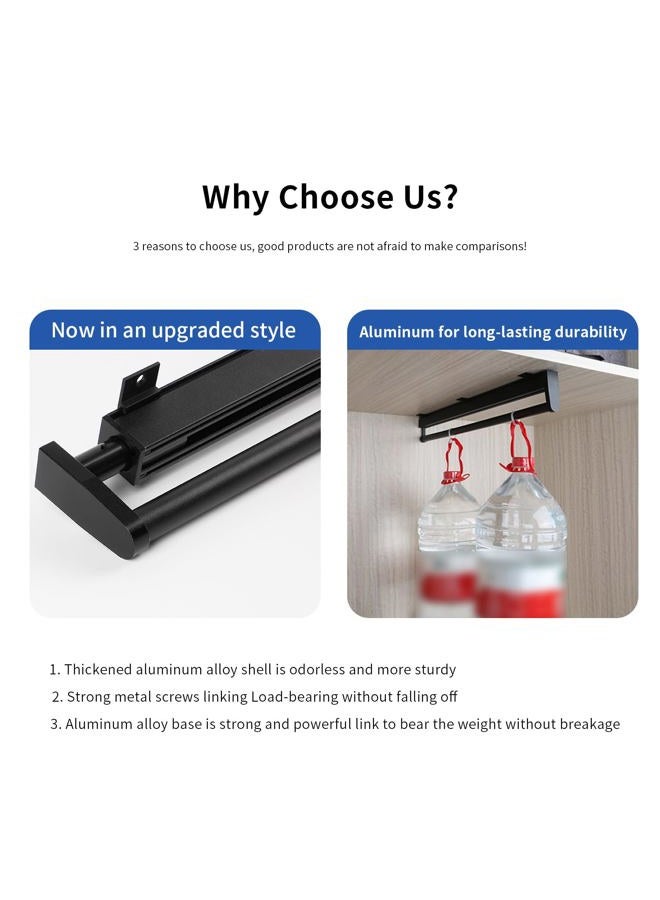 BaiNong valet rod closet pull out pants rack for closet black pull out closet rod valet rods for closets 13-3/8 inch pull out telescopic trouser rack shallow cabinet organize pants and clothes - Image 4