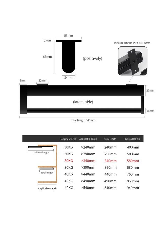 BaiNong valet rod closet pull out pants rack for closet black pull out closet rod valet rods for closets 13-3/8 inch pull out telescopic trouser rack shallow cabinet organize pants and clothes - Image 5