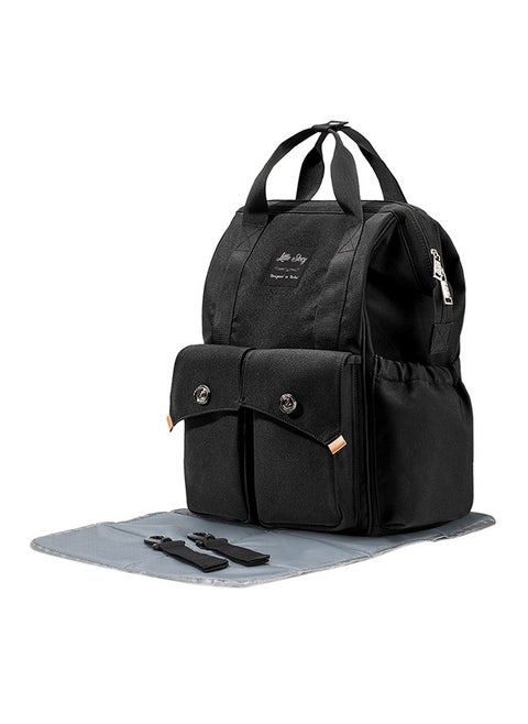 Elite Diaper Bag With Stroller Hooks And Changing Mat - Black