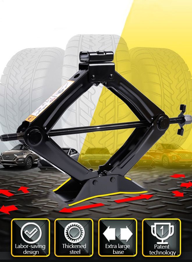 Scissor Lift Jack 1.5 Tons with Rubber Pad for Remote Tire Change Repair Emergency Tool Kits Vehicle Floor Jack Wheel Change(1.5T) in Waterproof Case,Automotive Repair Tools