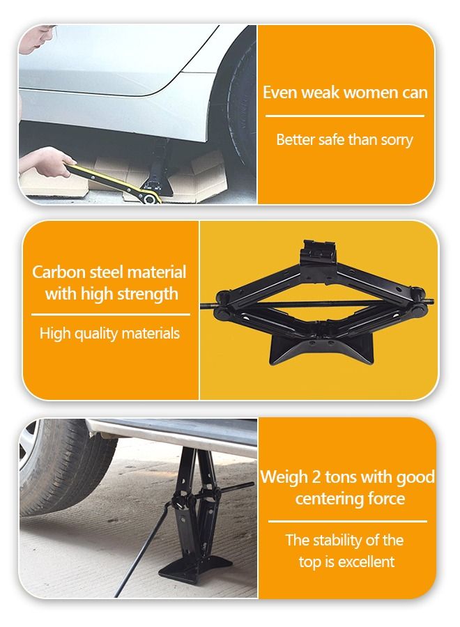 Scissor Lift Jack 1.5 Tons with Rubber Pad for Remote Tire Change Repair Emergency Tool Kits Vehicle Floor Jack Wheel Change(1.5T) in Waterproof Case,Automotive Repair Tools
