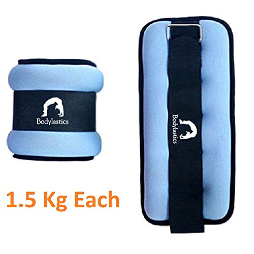 Bodylastics Ankle & Wrist Weights Pair 1.5kg each (1.5kg x 2pcs) for Legs & Arms, Neoprene Adjustable Strap for Men & Women, Soft & Durable for Fitness, Walking, Jogging, Gym & Strength Training - Image 2