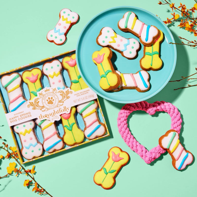 Thoughtfully Pets, Gourmet Dog Cookie Gift Set, Peanut Butter Flavored Crunchy Dog Treats in Bone Shape with Easter Spring Designs, Set of 8 - Image 3