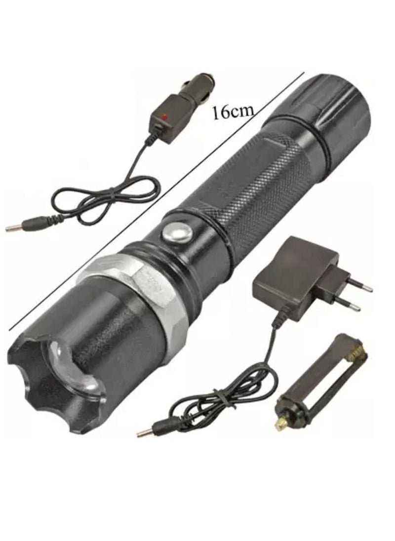 Generic Rechargeable LED Flashlight Black  - Image 2