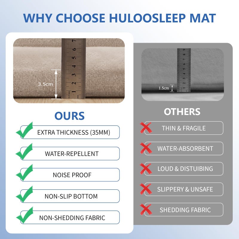 Huloo Sleep Baby Play Mat for Floor, 1.3" Thick Elasti-Foam 50x50 Playpen Mat for Toddlers Infant kids,Water-Repellent Soft Coral Velvet for Tummy Time, Non-Slip Backing for Crawling,Tatami Style(Beige) - Image 4