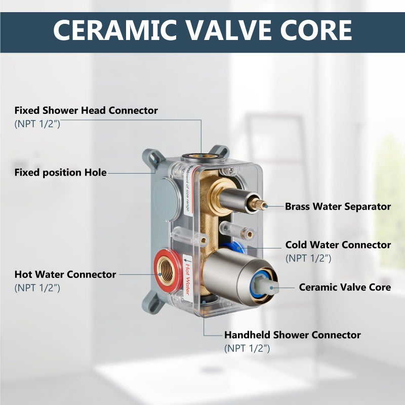 Aolemi Shower Faucet Set Rain Shower System with Handheld Spray Bathroom Shower Combo Rough-in Valve and Shower Trim Kit Included Brushed Nickel 8 Inch Wall Mount Shower Head - Image 5