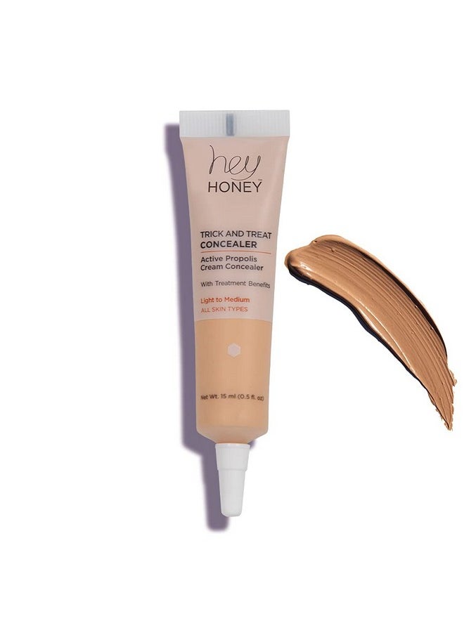 Hey Honey Skincare Trick & Treat Active Honey & Propolis Full Coverage Concealer ; For Rosacea Acne & Blemishes Dark Spots Around The Eye Dark Circles & Discoloration ; Light To Medium Tone ; 0.5 Oz.  - Image 1