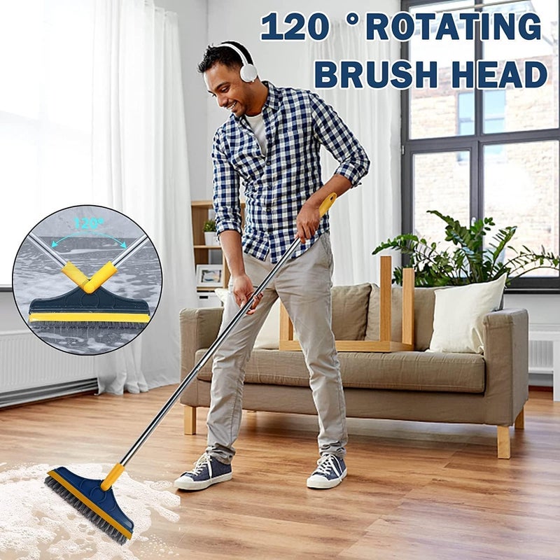 Raawan Raawan 2-in-1 Bathroom Cleaning Brush with Wiper - 180° Rotatable Long Handle Toilet Brush, Bathroom Tiles & Floor Scrub, Kitchen and Bathroom Cleaning Accessories  - Image 4