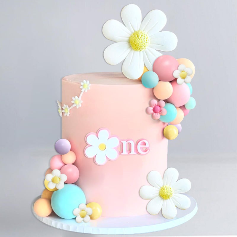 SONICEBUY 42Pcs Boho Daisy Flower Cake Topper Mini Balls Cake Decorations Retro Groovy Cake Toppers for Women Girls Kids Birthday Baby Shower Wedding Daisy Flower Hippie Themed Party Supplies - Image 1