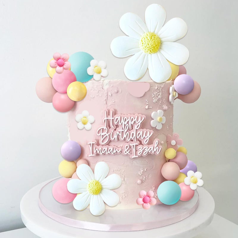 SONICEBUY 42Pcs Boho Daisy Flower Cake Topper Mini Balls Cake Decorations Retro Groovy Cake Toppers for Women Girls Kids Birthday Baby Shower Wedding Daisy Flower Hippie Themed Party Supplies - Image 4