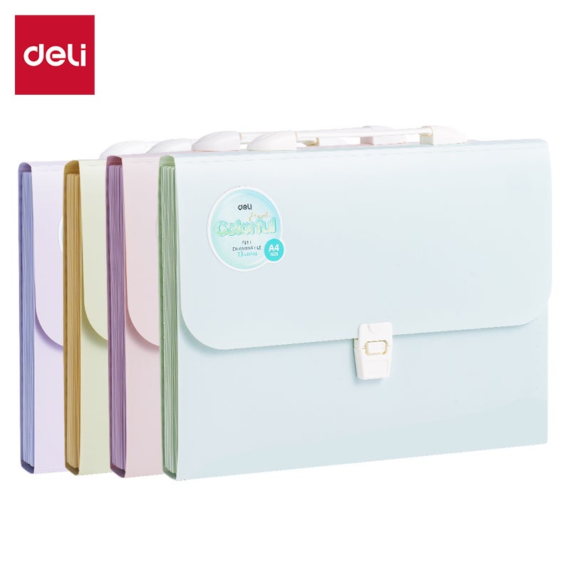 Deli EF613 Expanding File, A4-13P, Assorted - Image 1