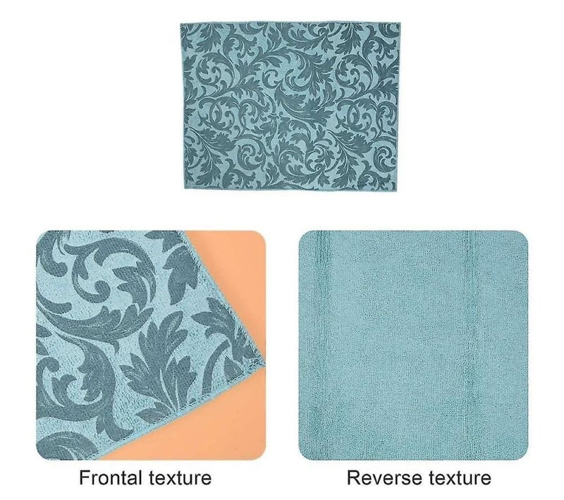 Inditradition Microfiber Dish Drying Mat | Super Absorbant Flower Printed Dish Cloth (15 x 20 Inches, Blue) - Image 4