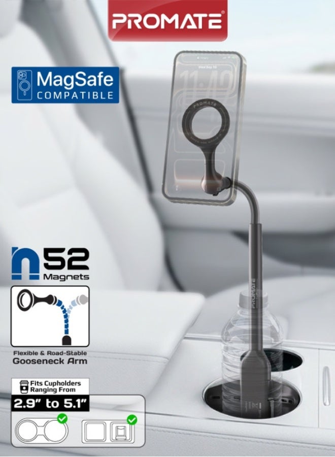 برومات Promate Magnetic Cup Holder Car Phone Mount cuprom-1 2.9 to 5.1 inches