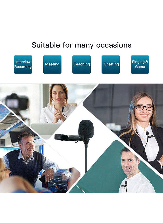 Generic - 3.5mm Plug Mini Lavalier Lapel Microphone with Clip Omnidirectional Condenser Mic for Smartphone Computer PC Laptop Interview Recording Live Streaming Video Conference Online Classes - Image 1