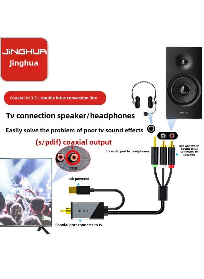 Jinghua Digital Coaxial To 3.5 + RCA Audio Conversion Line Set Top Box PS4 Connected To Double Lotus 2RAC Audio Amplifier-Color:Z235 Coaxial Audio To 3.5 RCA-Length:3 M  - Image 3