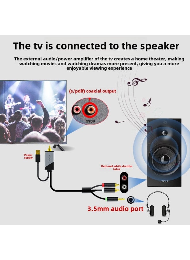 Jinghua Digital Coaxial To 3.5 + RCA Audio Conversion Line Set Top Box PS4 Connected To Double Lotus 2RAC Audio Amplifier-Color:Z235 Coaxial Audio To 3.5 RCA-Length:3 M  - Image 4