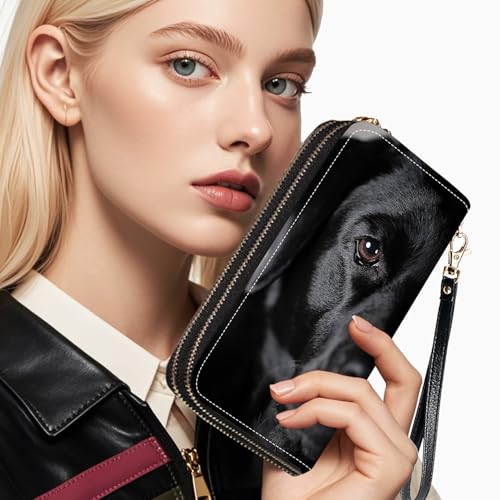 FQTBCEARI Labrador Retriever Print Women Large Capacity Wallet PU Leather Double Zipper Clutch Purse for Smart PhoneCardCoinCash - Image 3