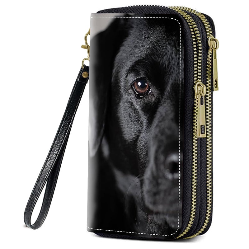 FQTBCEARI Labrador Retriever Print Women Large Capacity Wallet PU Leather Double Zipper Clutch Purse for Smart PhoneCardCoinCash - Image 2