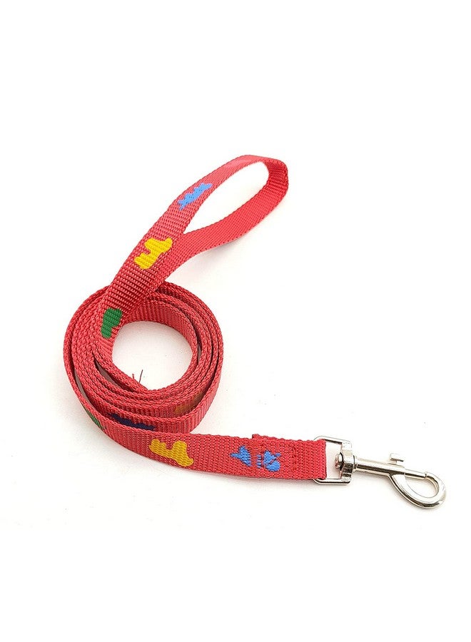 Dogs Imported Nylon Printed Collar And Leash Set | Adjustable Breakaway Collar | Suitable For All Puppies Breed 15Mm (Red) - Image 3