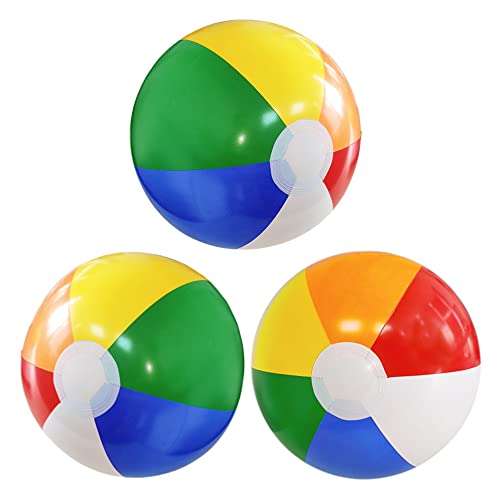 Lamnhin 16'' Beach Balls for Kids - 3 Pack Beach Ball Bulk Inflatable Pool Beach Balls Bulk Hawaiian Tropical Theme Party Decorations Favors Supplies - Image 1