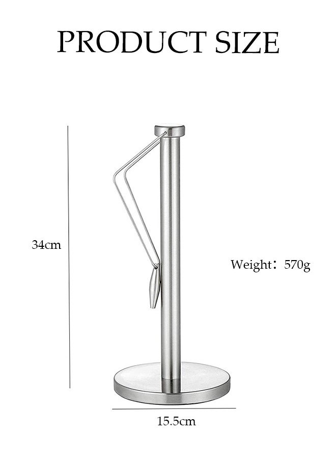 DUNISO - Toilet Paper Holder Stand, Stainless Steel Kitchen Tissue Roll Holder, Floor Standing Toilet Paper Roll Dispenser, Table Top Detachable Tissue Holder, Rust Proof, Not Easily Deformed, Suitable For Bathrooms, Rooms, Kitchens, And Restaurants，15*34cm - Image 1
