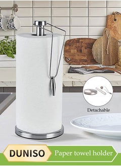DUNISO Toilet Paper Holder Stand, Stainless Steel Kitchen Tissue Roll Holder, Floor Standing Toilet Paper Roll Dispenser, Table Top Detachable Tissue Holder, Rust Proof, Not Easily Deformed, Suitable For Bathrooms, Rooms, Kitchens, And Restaurants，15*34cm  - Image 1