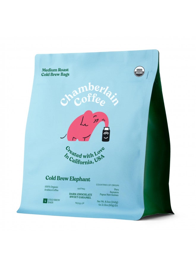 Chamberlain Coffee Elephant Cold Brew Bags - XL Cold Brew Bags - Premeasured, Ready to Brew, Cold Brew Coffee Packs - Contains 4 XL Cold Brew Bags, Makes 4 Cups of Coffee Per Bag - Image 2