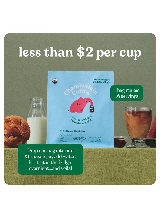 Chamberlain Coffee Elephant Cold Brew Bags - XL Cold Brew Bags - Premeasured, Ready to Brew, Cold Brew Coffee Packs - Contains 4 XL Cold Brew Bags, Makes 4 Cups of Coffee Per Bag - Image 4