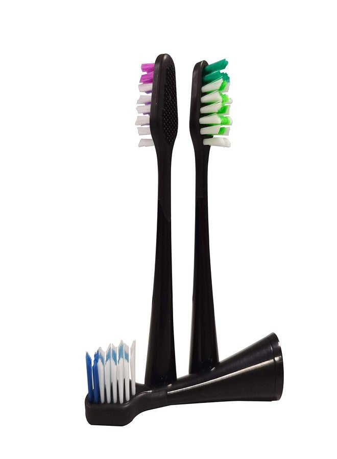 RBH-3 Replacement Brush Heads for Pursonic S400/s420/S430S450/S600s/625 Models,Black and Brush Heads for Waterpik Complete Care 5.0 & 9.0, 3-Pack, Black