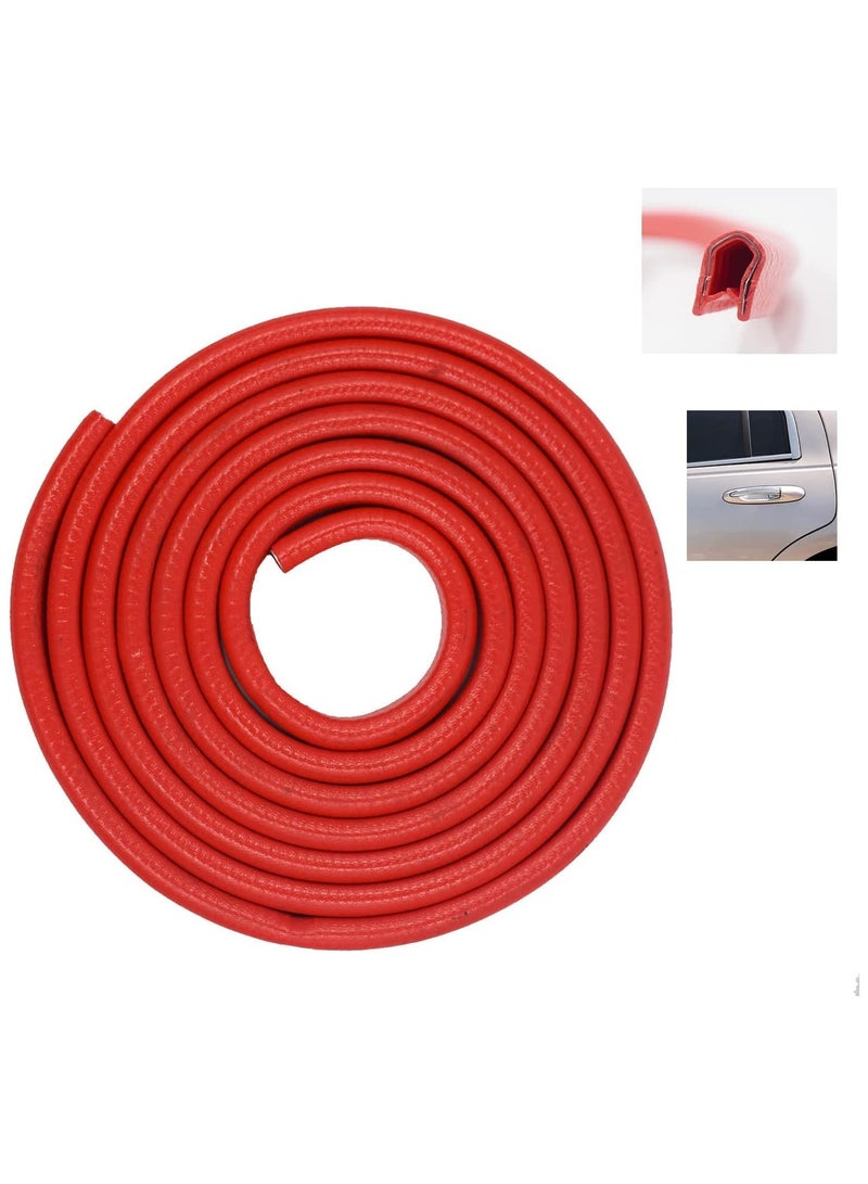 Car Door Edge Guard 16.4ft (5M) Door Protector Rubber Clip Buffer | Door Edge Bumper Strip | U Shape Anti-Collision, Fits Most Cars Red - Image 2