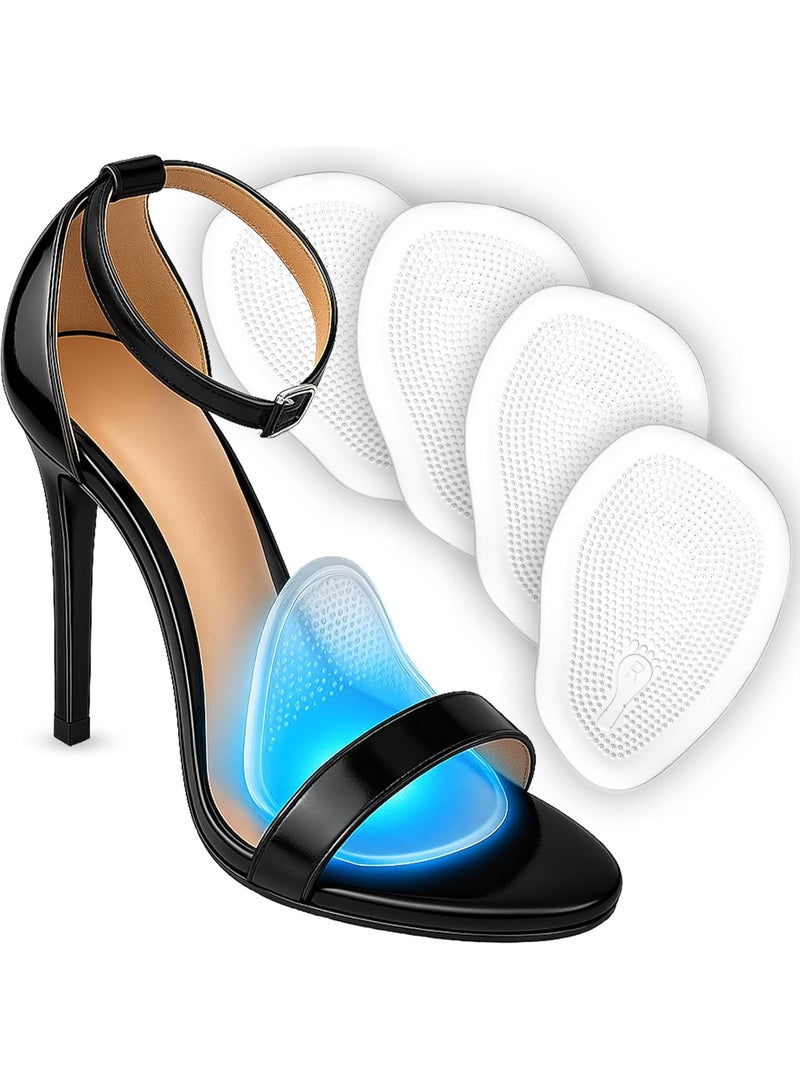 Unisex metatarsal pads (4-pack), forefoot pads, high heel insoles, relieve pain, provide all-day comfort, non-slip heel pads, one size fits all (transparent). - Image 1