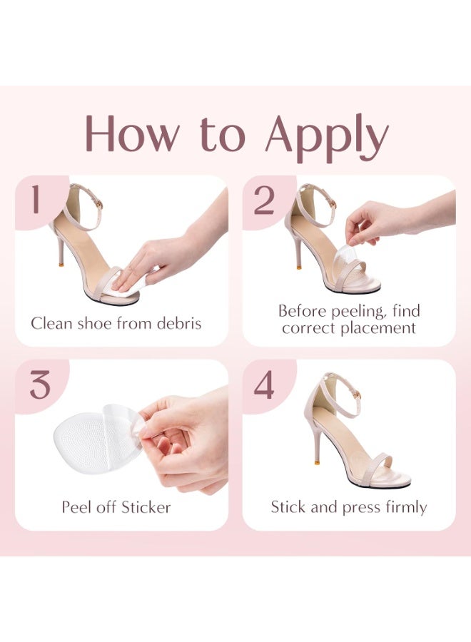 Unisex metatarsal pads (4-pack), forefoot pads, high heel insoles, relieve pain, provide all-day comfort, non-slip heel pads, one size fits all (transparent). - Image 4