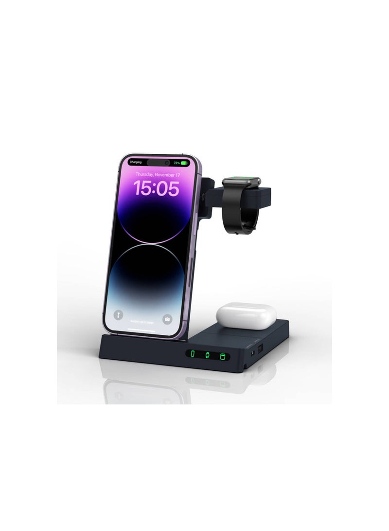 SYOSI 6-in-1 Wireless Charging Station, Fast Charger Multi-Device Stand Universal Charging Dock Station for Samsung,iPhone 15 14 13 12 11 X XR XS Pro Max, for Apple Watch and Earphones AirPods 3 2 Pro - Image 1