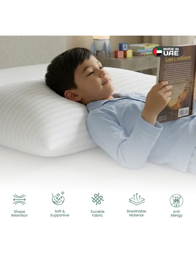 EASELIVING وسادة إيزليڤينج القطنية للأطفال الصغار 300TC - وسادة مضادة للحساسية وقابلة للغسل في الغسالة للأطفال، حشوة من الألياف الدقيقة الناعمة، قابلة للتهوية، وسادة مثالية لسرير الأطفال ووسادة سفر (30 × 45 سم) - Image 4
