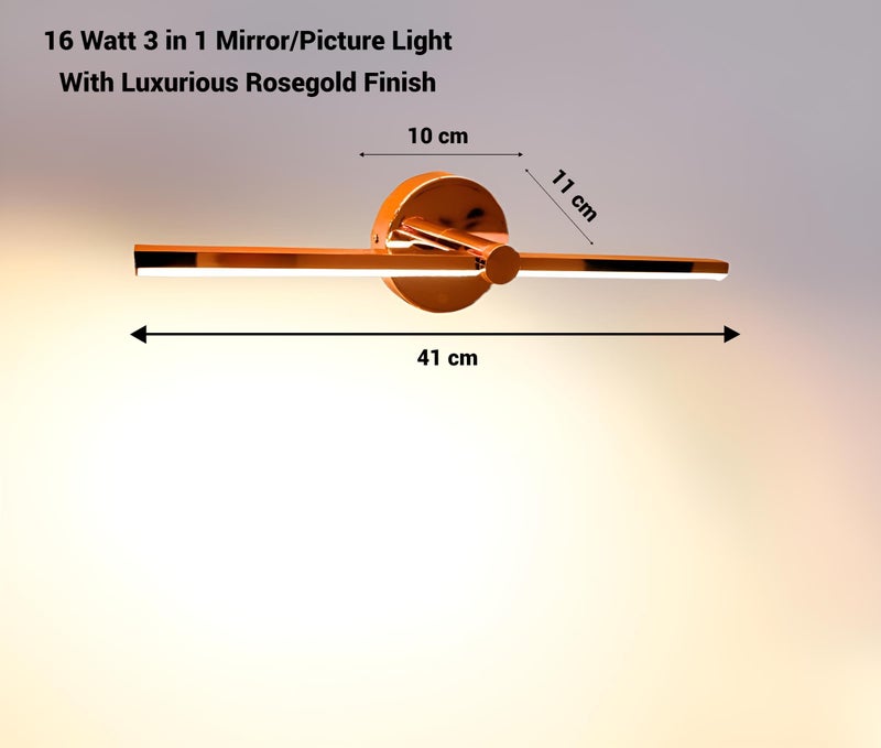 FILLISKA® LED Mirror/Picture/Vanity Light with 3-in-1 Colour Changing Function (16 Watt RoseGold-9760S) - Image 3