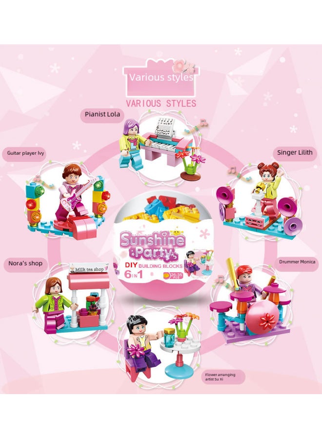 Gashapon Machine Building Blocks Dinosaur Eggshell Doll Children's Gift Compatible Lego Assembled Toys Puzzle Stall Small Granules-Color:Gacha K66-take 6 Synthetic Crazy Dragons