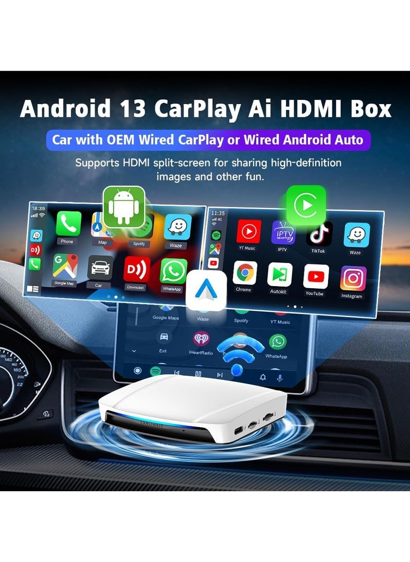 Carlinkit - 2024 Tbox UHD Android 13 CarPlay AI Box with HDMI Output for OEM Wired CarPlay and Wired Android Auto 8GB+128GB - Image 1