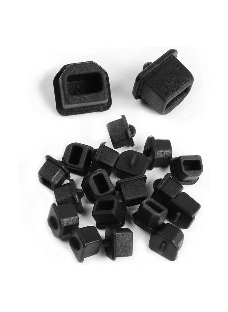 20pcs USB B Anti Dust Cap Cover Plugs USB B Female Dustproof Plug Soft Silicone Protector Black - Image 1
