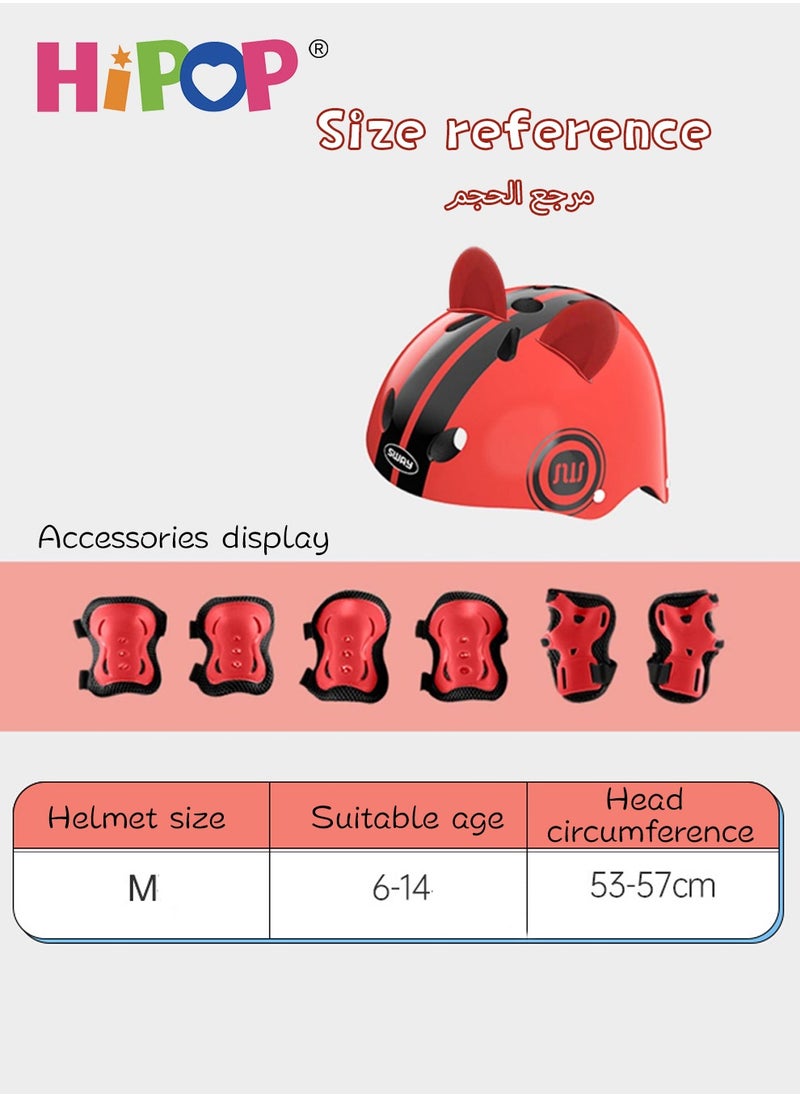 HIPOP 7 in 1 Kids Helmet of Scooter,Skateboard and Bike,Children Riding Protective Gear with Adjustable Function,Send Cat Ear Decoration,Children's Bicycle Protection Equipment 6-14 Age  - Image 4