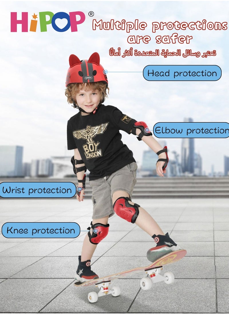 HIPOP 7 in 1 Kids Helmet of Scooter,Skateboard and Bike,Children Riding Protective Gear with Adjustable Function,Send Cat Ear Decoration,Children's Bicycle Protection Equipment 6-14 Age  - Image 3