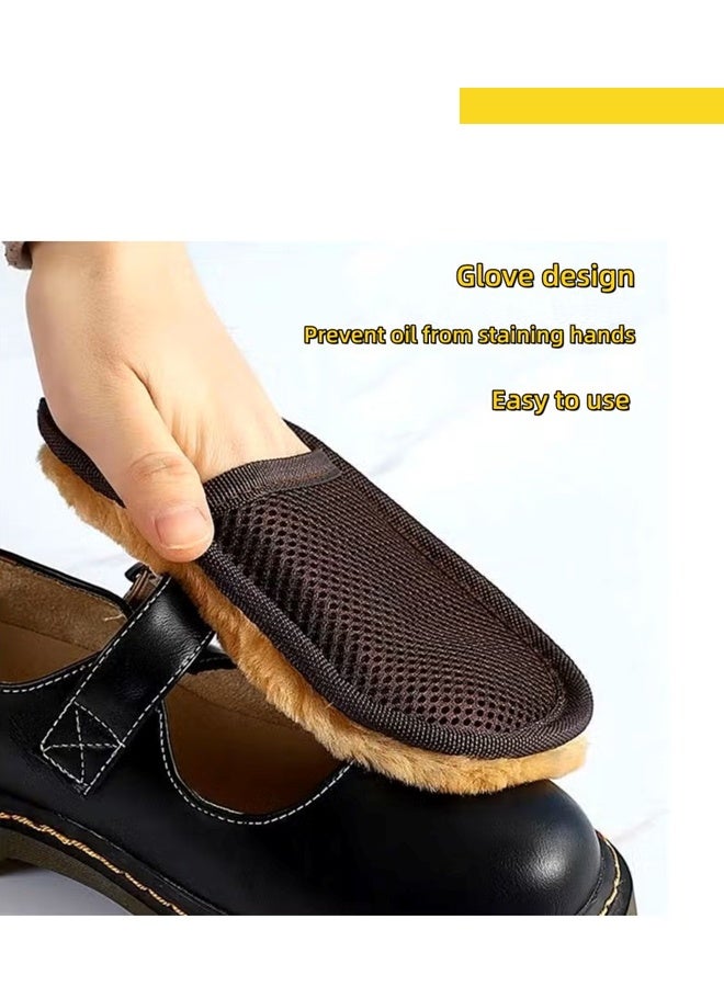 قطعتان من قفاز تنظيف الأحذية، قماش تلميع الأحذية، أحذية جلدية، تلميع الأحذية، فرشاة خاصة من نوع القفازات، مجموعة أدوات قماش تلميع الجلد المدبوغ، قفاز ناعم ومريح قابل لإعادة الاستخدام ومحمول وفعال (أسود) - Image 2