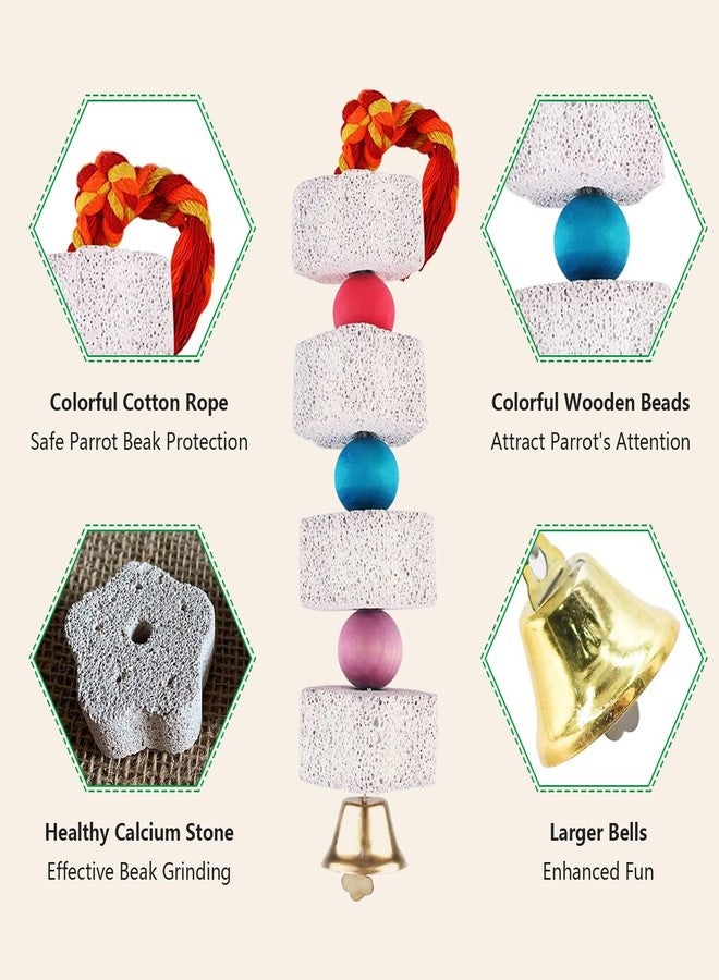 يافيجي حجر طحن منقار الطيور YAFIYGI مع جرس، كتلة من الحمم البركانية، مكمل غذائي بالكالسيوم، لعبة مضغ للببغاوات، مناسبة للببغاوات الرمادية الأفريقية، الكوكاتيل، الهامستر، الشنشيلة، تقليم منقار الطيور، معدن للمضغ داخل قفص الطيور - Image 4