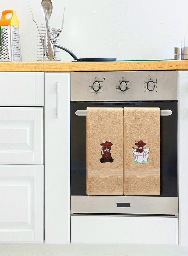 Mindsoft مناديل يد من مايندسوفت 3 قطع بقرة مرتفعات للحمام 100% قطن منسوجات منزلية منقوشة مناديل استحمام لطيفة زينة مطبخ ماصة بقرة مرتفعات هدية تدفئة منزلية، 29.5 × 13.7'' - Image 4