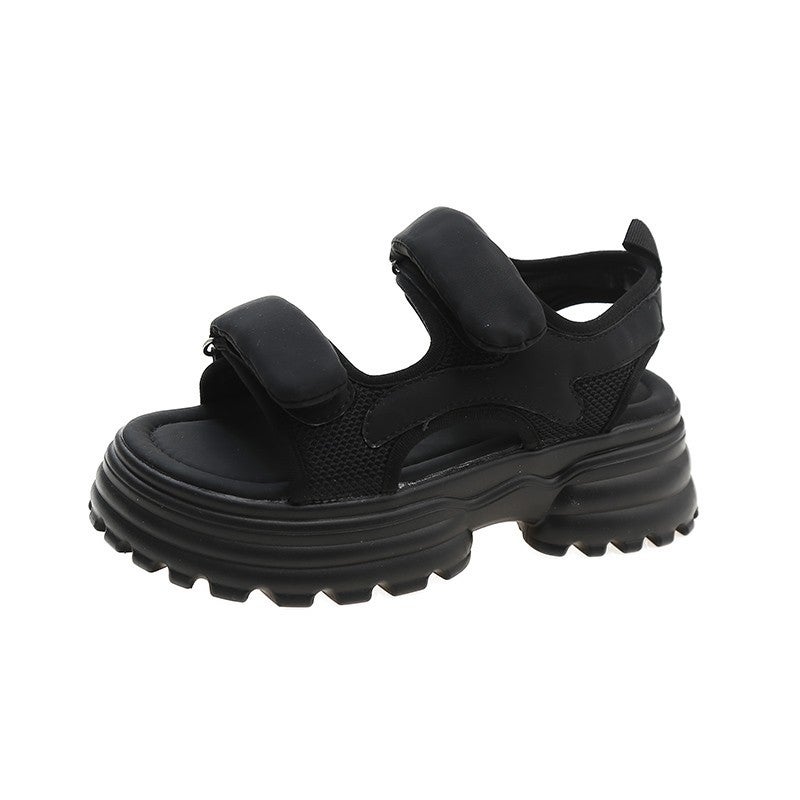 Chunky Sole Sandals Women Magic Tape Sporty Beach 2024 Black