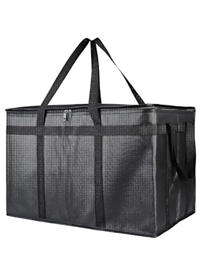 رينكس شطة توصيل طعام معزولة كيرة للغاية م الميكاكوز، شطة عازلة للقالة لتقديم الطعام وتدفئة اليتزا والقالة، شطة تريد سعة كيرة قالة لاعادة الاستخدام، ايلو، أسود - Image 1