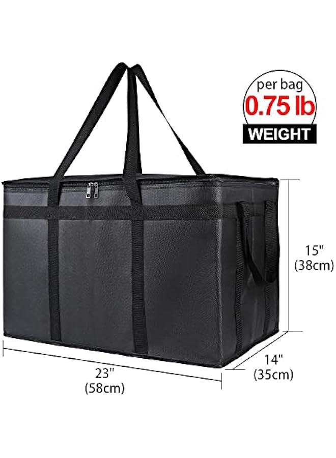 رينكس شطة توصيل طعام معزولة كيرة للغاية م الميكاكوز، شطة عازلة للقالة لتقديم الطعام وتدفئة اليتزا والقالة، شطة تريد سعة كيرة قالة لاعادة الاستخدام، ايلو، أسود - Image 3